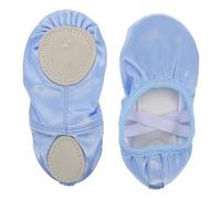 ELAYARD Satin Ballet Flats for Women Soft Sole Dance Shoes with Padded Comfort and Sturdy Traction for Practice Performance and Shape Training Sky Blue