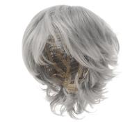 ELAYARD Short Curly Grey Wig for Older Women Comfortable Breathable Cap Realistic White Hair Style for Halloween Party Cosplay Grandma Costume
