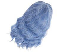 ELAYARD Short Curly Wig for Women, Shoulder-length Wavy Synthetic Wig with Middle Part, Heat-resistant Blue Bob Wavy Hair for Cosplay and Daily Wear