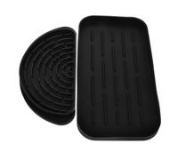 ELAYARD Silicone Refrigerator Drip Pan Set with Easy to Clean Bowl Draining Tray and Kitchen Drying Mat for Household Appliances Including Coffee Machines, Black Semicircle