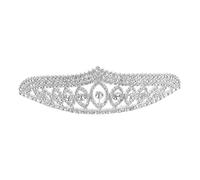 ELAYARD Silver Jeweled Crystal Tiara with Comb Luxury Bride Wedding Crown for Women Versatile Alloy Princess Headpiece for Birthdays Cosplay Special Events Prom and Performances