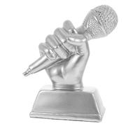 ELAYARD Silver Microphone Music Trophy Adornment Resin Party Award Classroom Prizes and Singing Competitions