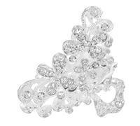 ELAYARD Silver Mini Floral Rhinestone Hair Claw Clip Durable Wedding Hair Barrette with Sparkling Crystals Elegant Floral Design for Brides Bridesmaids and Special Occasions