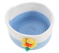 ELAYARD Small Woven Cotton Rope Storage Basket for Makeup Keys and Sundries Handwoven Desktop Organizer for Home and Office Multipurpose Little Storage Box for Cosmetics and Miscellaneous