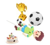ELAYARD Soccer Cake Decorations with Trophy Cup and Soft Football Figurine Bright Sporty Birthday Cake Toppers for Boys Versatile Easy to Apply Football Party Supplies