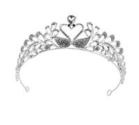 ELAYARD Swan Love Heart Crystal Crown for Women Elegant Bridal Headdress Lightweight Hair Accessory for Weddings Engagements Parties Stunning Silver