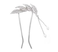 ELAYARD U Shaped Silver Tassel Hairpin with Elegant Pearl Rhinestone Lightweight Hair Bun Maker Clip for Women Party Headdress No Crease Hair Adornment Wedding and Daily Wear