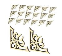 ELAYARD Unfinished or Wood for Design Creativity DIY Beige and Material 50pcs Wooden Corner Embellishments with Carved Flower Versatile Application in Creative Collage Work Home Decor