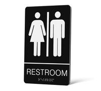 ELAYARD Unisex Restroom Sign with Braille Accessibility Adhesive Self Stick Gender Neutral Bathroom Marker Acrylic Toilet Door Sign for Public and Private Washrooms