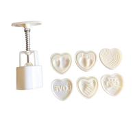ELAYARD Valentine’S Day Heart-Shaped Mooncake Molds Baking Supplies Non-Stick Cookie Dessert Stamp Set Creative Kitchen Bakeware Tool for Holiday Cakes Random Style