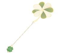 ELAYARD Vintage Chinese Style Brass Bookmark with Four-Leaf Clover Pendant Metal Page Marker for Book Lovers and Readers Sturdy and Fade-Resistant Decorative Accessory