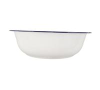 ELAYARD Vintage Enamel Foot Soak Basin White with Blue Rim Multifunctional Retro Wash Tub for Feet Face Laundry Stylish Porcelain Fruit and Noodle Bowl Alternative Elegant Home Decor