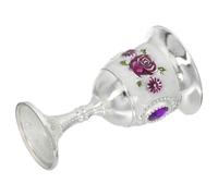 ELAYARD Vintage Russian Style Wine Goblet with Engraved Floral Pattern Unbreakable Metal Cup for Whiskey Liquor Party Bar Wedding Restaurant Use Purple