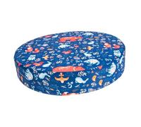 ELAYARD Water-Resistant Toddler Booster Seat Cushion, Round 34cm Diameter X 8cm Thick, Sponge Padding, Blue Animal Print, Portable Kids High Chair Pad for Dining and Travel