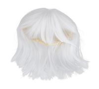 ELAYARD White Bob Wig with Natural Bangs Straight Synthetic Hair for Women Lightweight Breathable Cosplay and Daily Wear Realistic Appearance and Vibrant Color