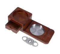 ELAYARD Wooden Cigar Ashtray with Whiskey Glass Tray and Integrated Drawer Solid Holder Box for Men Portable for Gatherings and Home Decor