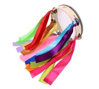 ELAYARD Wooden Handheld Tambourine with Dual-sided Design and Ribbons for Dance Performances, Educational Hand Drum Suitable for Beginners and Playing Styles