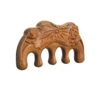 ELAYARD Wooden Massage Comb Hair Caring Comb Scraping Scalp Green Large and Carved Lotus Design for Relaxation Massager and Handheld Scratcher Use