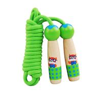 ELAYARD Wooden Skipping Rope for Cotton Cord Smooth Handles Exercise Jump Rope for Boys and Age Outdoor Fitness for Cardiovascular and Nervous System Development Green Owl