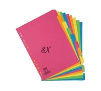 Elba 10-Part Manilla Bright Dividers 160gsm A4 Assorted 400008300 “8X”