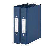 Elba 2 x Ring Binder DIN A5 Ring Binder with 2-Ring Mechanism, Plastic, 205 x 235 x 3 mm, Blue