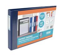 Elba A3 4 D-Ring Binder, PVC-Covered Presentation Folder with Customisable Cover, 55 mm Spine, 30 mm Capacity, Landscape, Blue, Single
