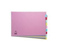 Elba A3 Landscape 10 Part Dividers, 160 gsm Manilla, Assorted, 1 Set
