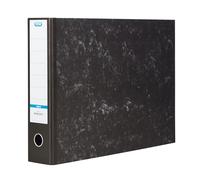 Elba A3 Landscape Lever Arch File, High-Capacity 80mm Spine Holds Up to 630 Sheets, Paper-Covered Board with Metal Lever Mechanism, Spine Label, Black Cloud Effect, 1 Folder