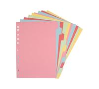 Elba A4 Card Divider Inserts, Assorted Colours, 10 Parts
