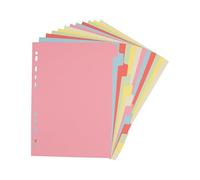 Elba A4 12-Part Card Dividers - Assorted Colours, Multi-Punched, 240gsm Recyclable Manila