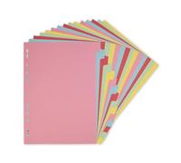 Elba Card Dividers 15-Part A4, Assorted Colours, Multi-Punched, 240gsm Recyclable Manilla