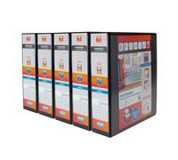 Elba A4 2 O-Ring Lever Arch File, 56mm Capacity, 90mm Spine, Presentation Folder With Customisable Cover, Portrait, Black (Pack