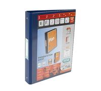 Elba A4 4 O-Ring Binder, 25mm capacity, 30mm spine, Presentation Folder with Customisable Cover, Portrait, Blue (Single)