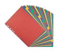 Elba A4 A-Z Pressboard Divider, Assorted Colours, Extra Strong Card 225gsm