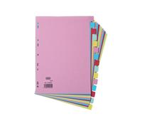 Elba 15-Part Card Divider Recycled Manilla A4 Assorted 400007437