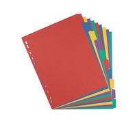 Elba A4 Extra-Wide Pressboard Dividers, 10-Part Assorted Colours, Filing Index Tabs, Punched Pocket Compatible
