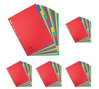 Elba A4 January-December Pressboard Dividers - 12-Part Assorted Colours, Durable Monthly Index Tabs (Pack of 5)