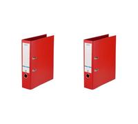 Elba A4 Lever Arch File, 570 Sheet Capacity, 80mm Spine, Strongline Plastic on Board, Single, Red (Pack of 2)