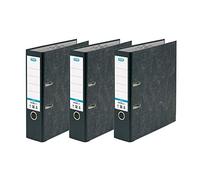 Elba A4 Lever Arch Files, Black Cloud Effect, Durable Matt Paper-on-Board Filing Folders, 80 mm Spine Holds Up to 560 Sheets, Pack of 3