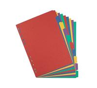 Elba A4 Pressboard Dividers, 10-Part Assorted Colours, Durable Filing Index Tabs