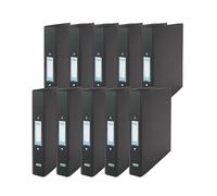 Elba A4 Ring Binders, 25 mm Capacity, 2 O-Ring, Plastic on Board, Black, Pack of 10