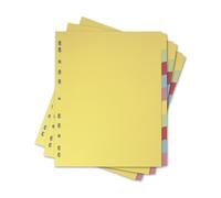 Elba A4+ Yellow 10 Part File Dividers, 3 Pack for Office School & Home Organisation, Durable Filing Dividers Suitable for Punched Pockets