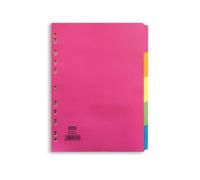 Elba Bright Subject Dividers 5-Part Card Multipunched Recyclable 160gsm A4 Assorted Ref 400008249+Free Finchley Refell Pen