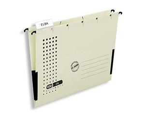 Elba Chic Ultimate 85743CH Suspension File with Closed Sides and Linen Edge Protectors Pack of 25 Chamois Colour
