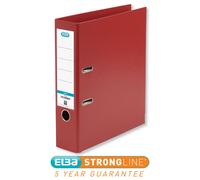 Elba A4 Lever Arch File, 570 Sheet Capacity, 80mm spine, Strongline Plastic on Board, Single, Red