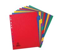 Elba Coloured Pressboard Dividers A4+ Euro Punched 10 Part
