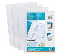 Elba Pack of 10 A4 VarioZip Colourless Polypropylene Removable/Re-positionable Punched Plastic Wallets