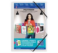 Elba Polyvision Elasticated Three Flap Folder - Clear, 100201153