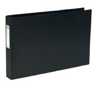 Elba A3 4 D-Ring Binder, 30mm capacity, 55mm spine, Presentation Folder with Customisable Cover, Landscape, Black (Single)
