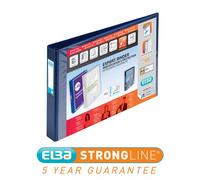 Elba A3 4 D-Ring Binder, 30mm capacity, 55mm spine, Presentation Folder with Customisable Cover, Landscape, Blue (Single)
